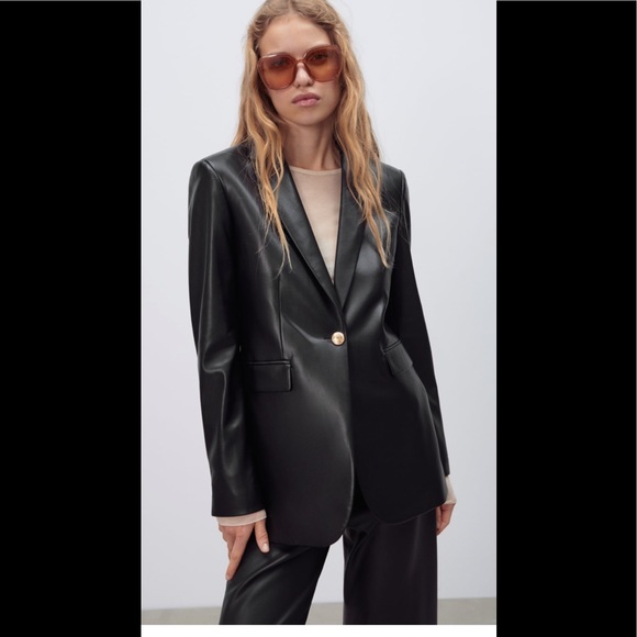 Zara Jackets & Blazers - Zara faux leather blazer